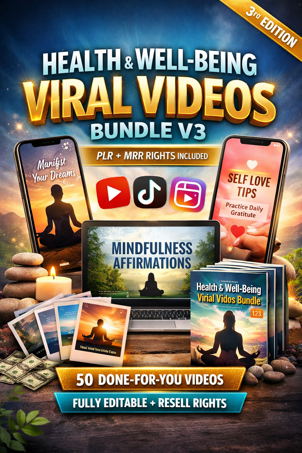 Health & Well-Being Video Bundle with Master Resell Rights (MRR) – Faceless Instagram Reels PLR Content
